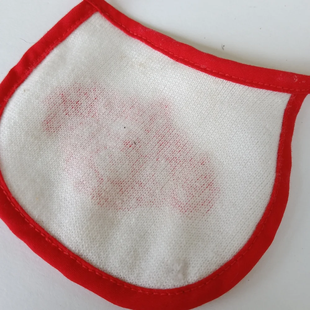 Cabbage Patch Doll Bib Red/White Terry Cloth *Flaw*